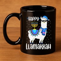 Christmas Happy Llamakah Squad Cute Alpaca Hanukkah  11oz C Handle Ceramic Mug