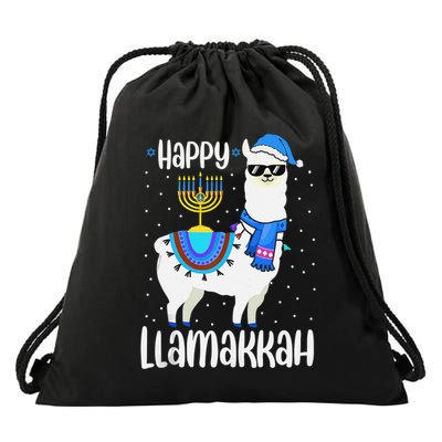 Christmas Happy Llamakah Squad Cute Alpaca Hanukkah  Drawstring Bag