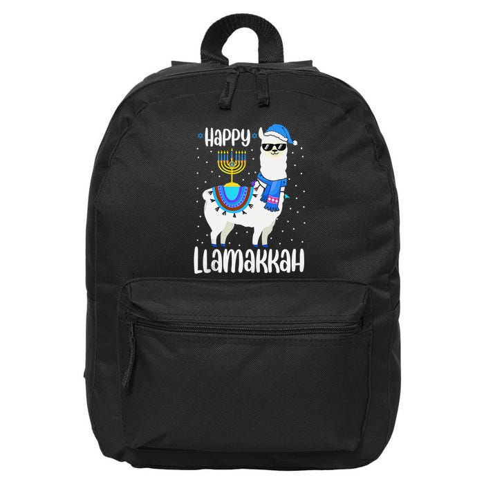 Christmas Happy Llamakah Squad Cute Alpaca Hanukkah  16 in Basic Backpack