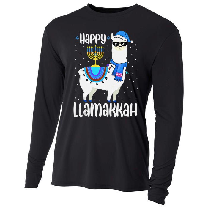 Christmas Happy Llamakah Squad Cute Alpaca Hanukkah  Cooling Performance Long Sleeve Crew