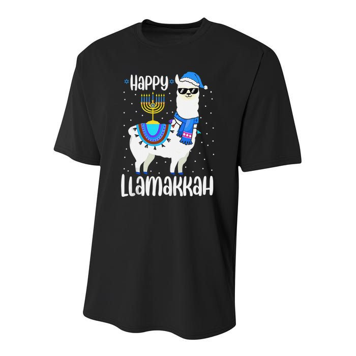 Christmas Happy Llamakah Squad Cute Alpaca Hanukkah  Youth Performance Sprint T-Shirt