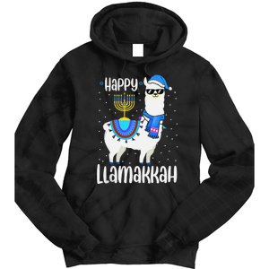 Christmas Happy Llamakah Squad Cute Alpaca Hanukkah  Tie Dye Hoodie