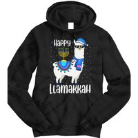 Christmas Happy Llamakah Squad Cute Alpaca Hanukkah  Tie Dye Hoodie