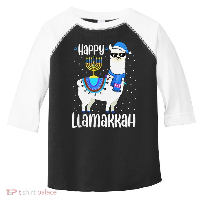 Christmas Happy Llamakah Squad Cute Alpaca Hanukkah  Toddler Fine Jersey T-Shirt