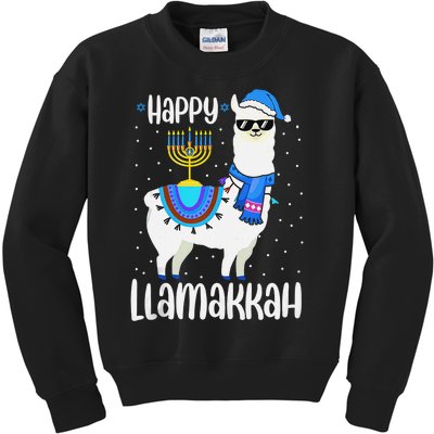 Christmas Happy Llamakah Squad Cute Alpaca Hanukkah  Kids Sweatshirt