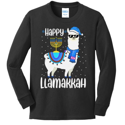 Christmas Happy Llamakah Squad Cute Alpaca Hanukkah  Kids Long Sleeve Shirt