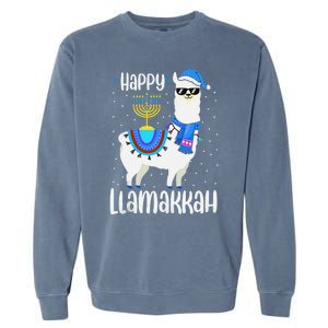 Christmas Happy Llamakah Squad Cute Alpaca Hanukkah  Garment-Dyed Sweatshirt