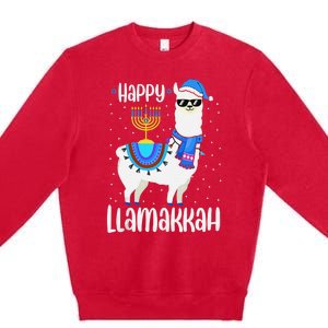 Christmas Happy Llamakah Squad Cute Alpaca Hanukkah  Premium Crewneck Sweatshirt