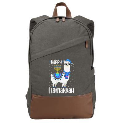 Christmas Happy Llamakah Squad Cute Alpaca Hanukkah  Cotton Canvas Backpack