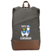 Christmas Happy Llamakah Squad Cute Alpaca Hanukkah  Cotton Canvas Backpack