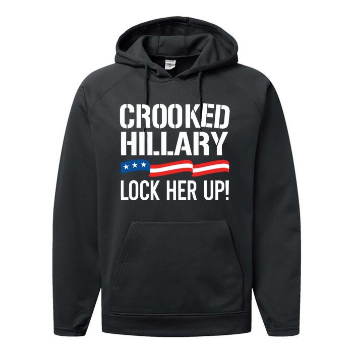 Crooked Hillary Lock Her Up Performance Fleece Hoodie