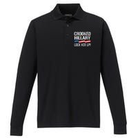 Crooked Hillary Lock Her Up Performance Long Sleeve Polo