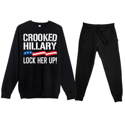 Crooked Hillary Lock Her Up Premium Crewneck Sweatsuit Set