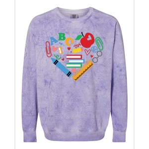 Cute Heart Love Back To School Supplies Colorblast Crewneck Sweatshirt