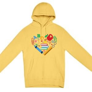 Cute Heart Love Back To School Supplies Premium Pullover Hoodie