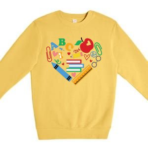 Cute Heart Love Back To School Supplies Premium Crewneck Sweatshirt