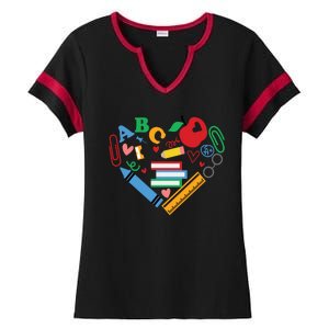 Cute Heart Love Back To School Supplies Ladies Halftime Notch Neck Tee