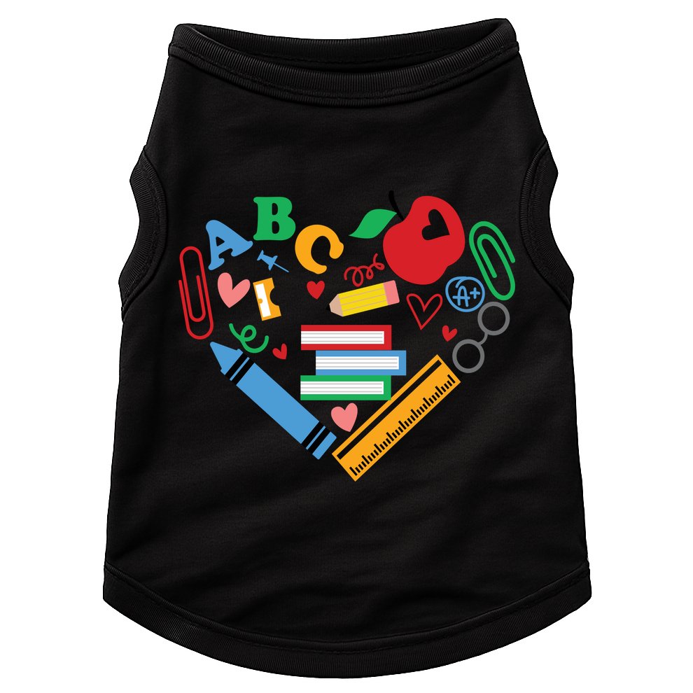Cute Heart Love Back To School Supplies Doggie Tank