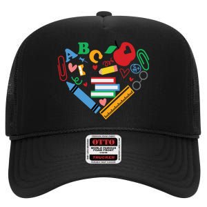 Cute Heart Love Back To School Supplies High Crown Mesh Back Trucker Hat