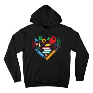 Cute Heart Love Back To School Supplies Hoodie