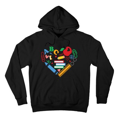 Cute Heart Love Back To School Supplies Hoodie