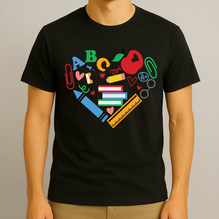 Cute Heart Love Back To School Supplies T-Shirt