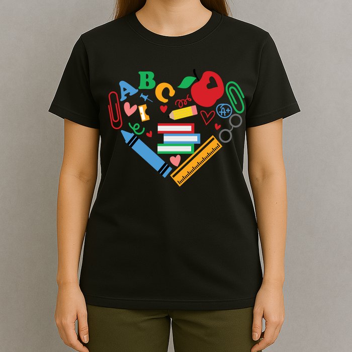 Cute Heart Love Back To School Supplies T-Shirt
