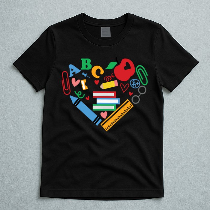 Cute Heart Love Back To School Supplies T-Shirt