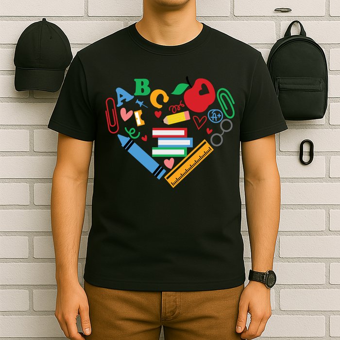 Cute Heart Love Back To School Supplies T-Shirt