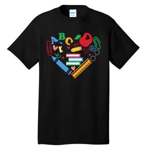 Cute Heart Love Back To School Supplies Tall T-Shirt