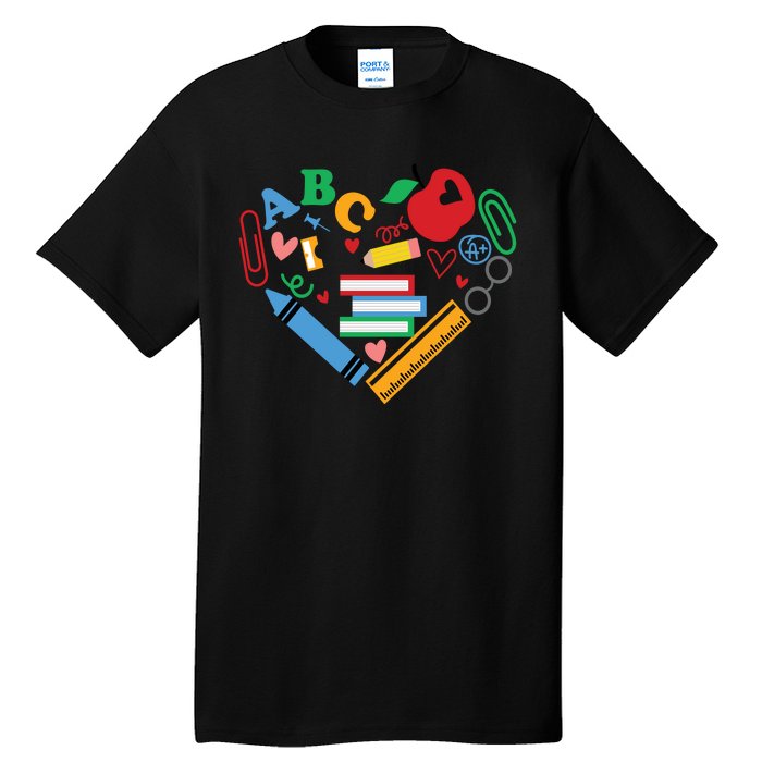 Cute Heart Love Back To School Supplies Tall T-Shirt