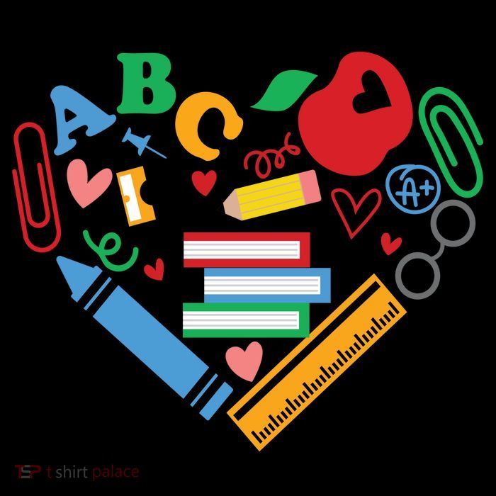Cute Heart Love Back To School Supplies Button