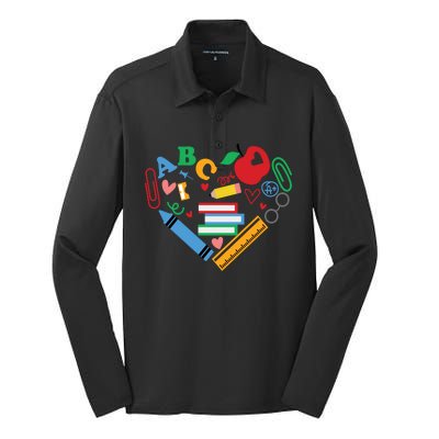 Cute Heart Love Back To School Supplies Silk Touch Performance Long Sleeve Polo