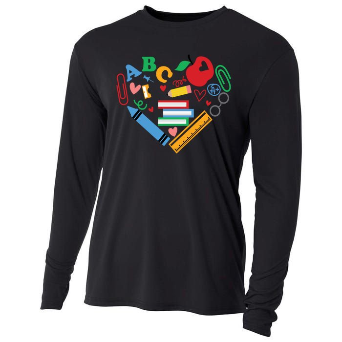 Cute Heart Love Back To School Supplies Cooling Performance Long Sleeve Crew