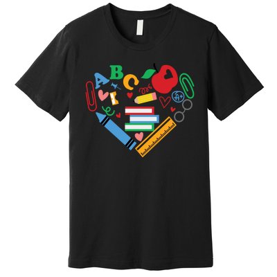 Cute Heart Love Back To School Supplies Premium T-Shirt