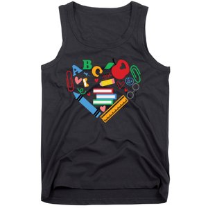 Cute Heart Love Back To School Supplies Tank Top