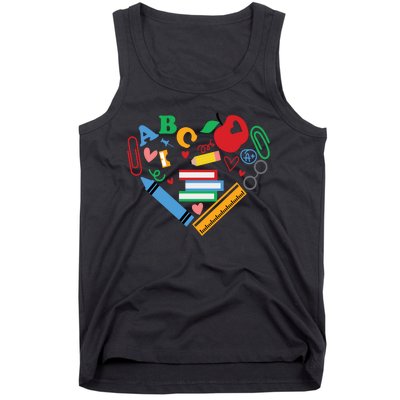 Cute Heart Love Back To School Supplies Tank Top