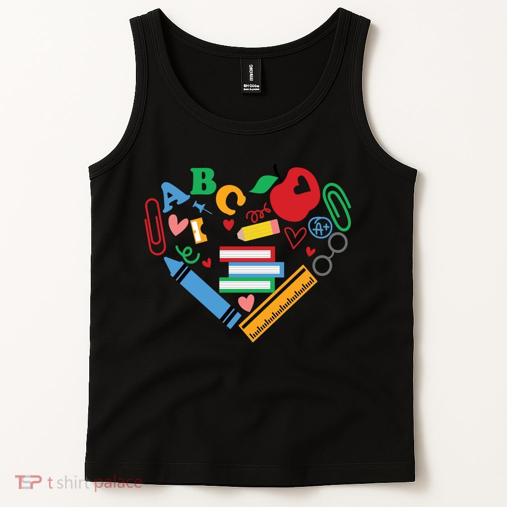 Cute Heart Love Back To School Supplies Tank Top