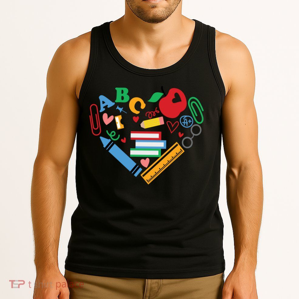 Cute Heart Love Back To School Supplies Tank Top