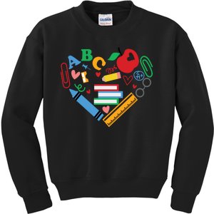 Cute Heart Love Back To School Supplies Kids Sweatshirt