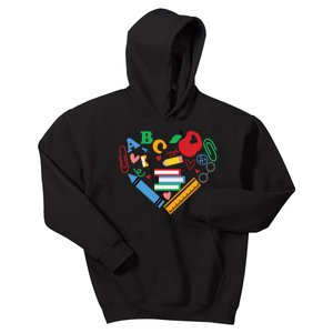 Cute Heart Love Back To School Supplies Kids Hoodie