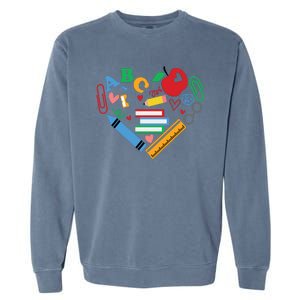 Cute Heart Love Back To School Supplies Garment-Dyed Sweatshirt