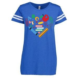 Cute Heart Love Back To School Supplies Enza Ladies Jersey Football T-Shirt