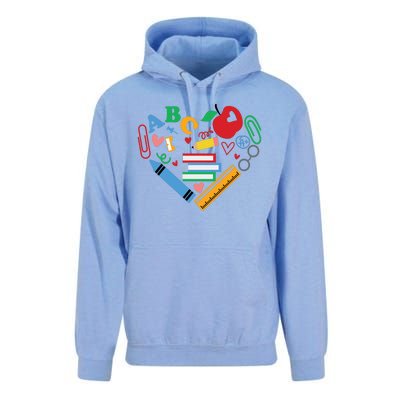 Cute Heart Love Back To School Supplies Unisex Surf Hoodie