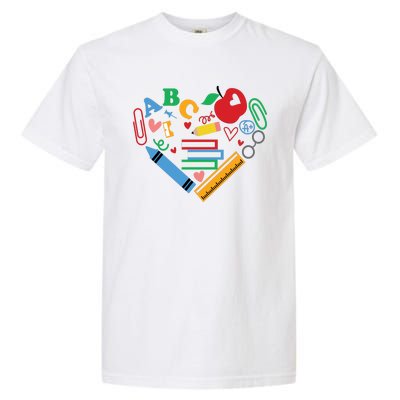 Cute Heart Love Back To School Supplies Garment-Dyed Heavyweight T-Shirt