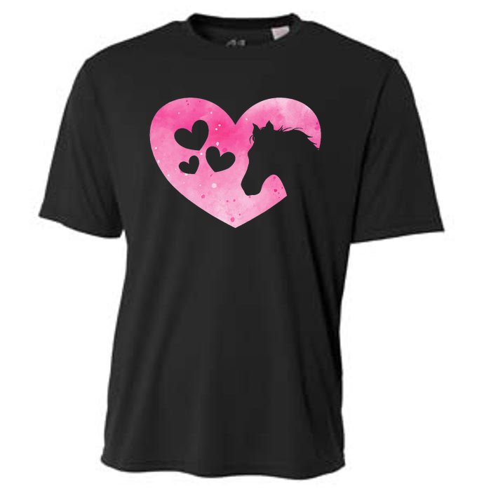 Cute Horse Lover Pink Horse Heart Horseback Riding Cooling Performance Crew T-Shirt