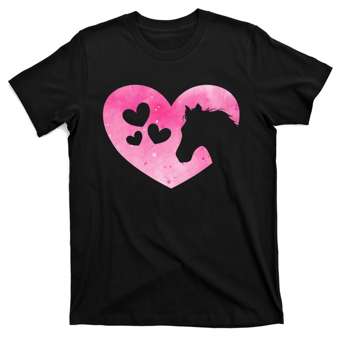 Cute Horse Lover Pink Horse Heart Horseback Riding T-Shirt