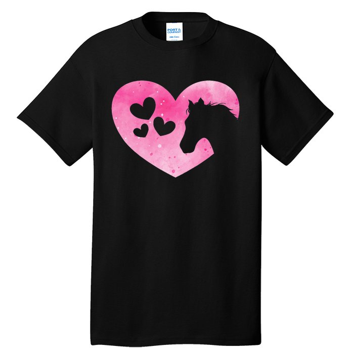 Cute Horse Lover Pink Horse Heart Horseback Riding Tall T-Shirt