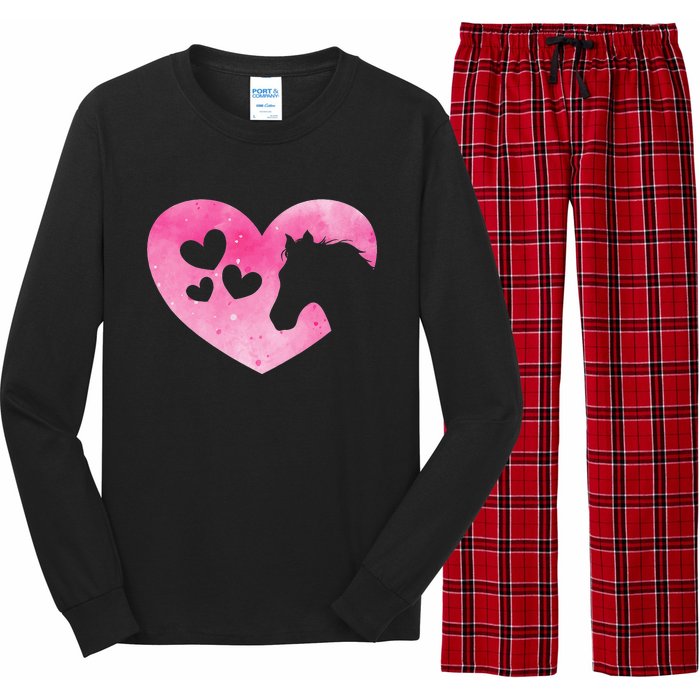 Cute Horse Lover Pink Horse Heart Horseback Riding Long Sleeve Pajama Set