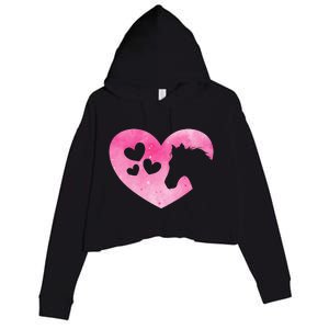 Cute Horse Lover Pink Horse Heart Horseback Riding Crop Fleece Hoodie